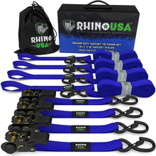 Load image into Gallery viewer, Rhino USA Medium Duty Ratchet Strap Tie-Down 4-Pack (Blue) - Main Product View