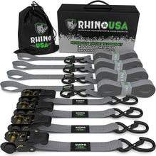 Load image into Gallery viewer, Rhino USA Medium Duty Ratchet Strap Tie-Down 4-Pack (Gray) - Main Product View