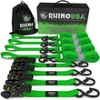 Load image into Gallery viewer, Rhino USA Medium Duty Ratchet Strap Tie-Down 4-Pack (Green) - Main Product View