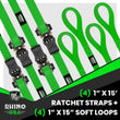 Load image into Gallery viewer, Rhino USA Medium Duty Ratchet Strap Tie-Down 4-Pack (Green) - Side View