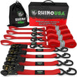 Load image into Gallery viewer, Rhino USA Medium Duty Ratchet Strap Tie-Down 4-Pack (Red) - Main Product View