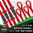 Load image into Gallery viewer, Rhino USA Medium Duty Ratchet Strap Tie-Down 4-Pack (Red) - Installation View