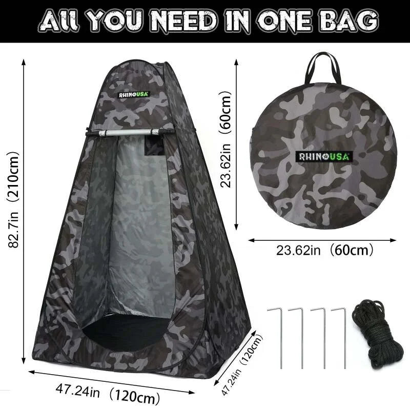 Rhino USA Popup Privacy Tent - Camo - Side View