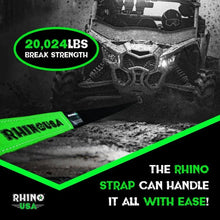 Load image into Gallery viewer, Rhino USA Recovery Tow Strap 2Inx20Ft (Black) - Back View