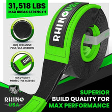 Load image into Gallery viewer, Rhino USA Recovery Tow Strap 3Inx20Ft (Black) - Side View