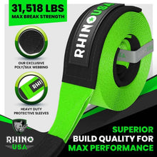 Load image into Gallery viewer, Rhino USA Recovery Tow Strap 3Inx20Ft (Green) - Additional View 5