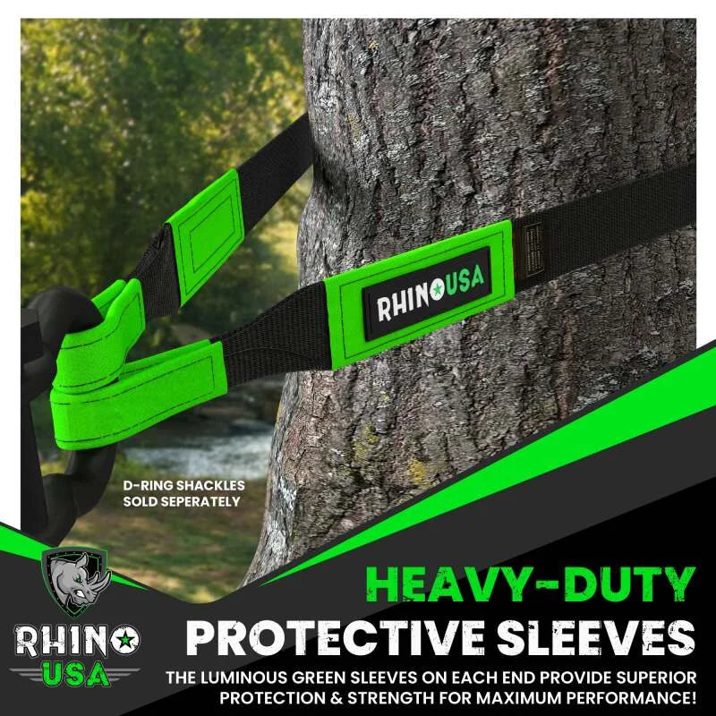 Rhino USA Recovery Tow Strap 3Inx30Ft (Black) - Back View