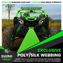 Load image into Gallery viewer, Rhino USA Recovery Tow Strap 3Inx30Ft (Green) - Side View