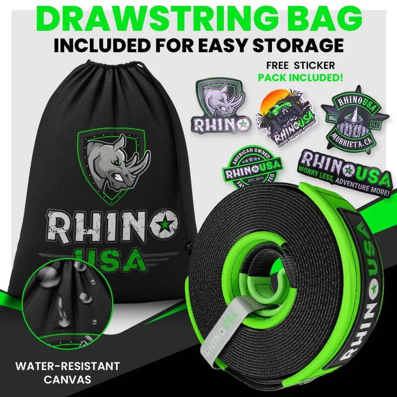 Rhino USA Recovery Tow Strap 3Inx30Ft (Green) - Installation View