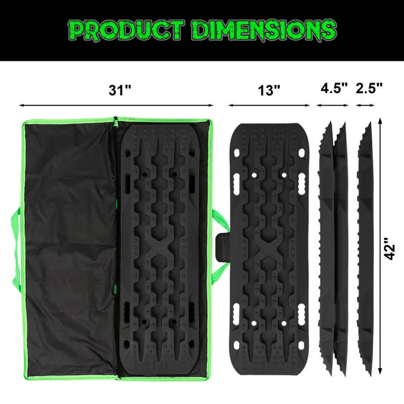 Rhino USA Recovery Traction Boards - Black (Pair) - Back View