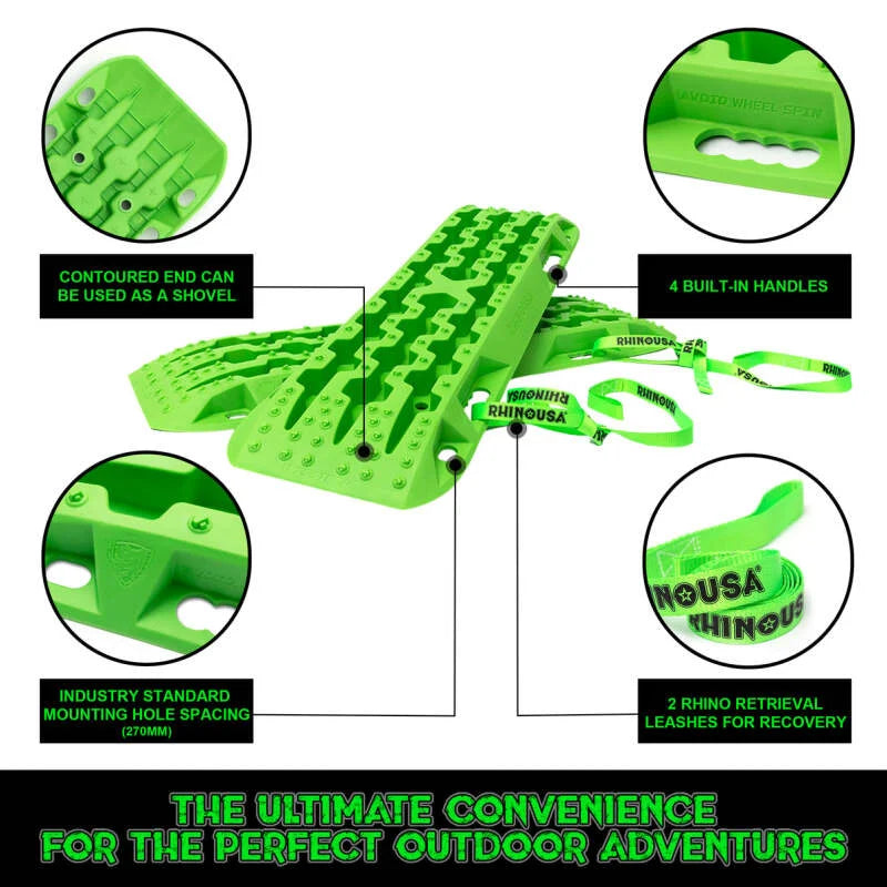 Rhino USA Recovery Traction Boards - Green (Pair) - Back View