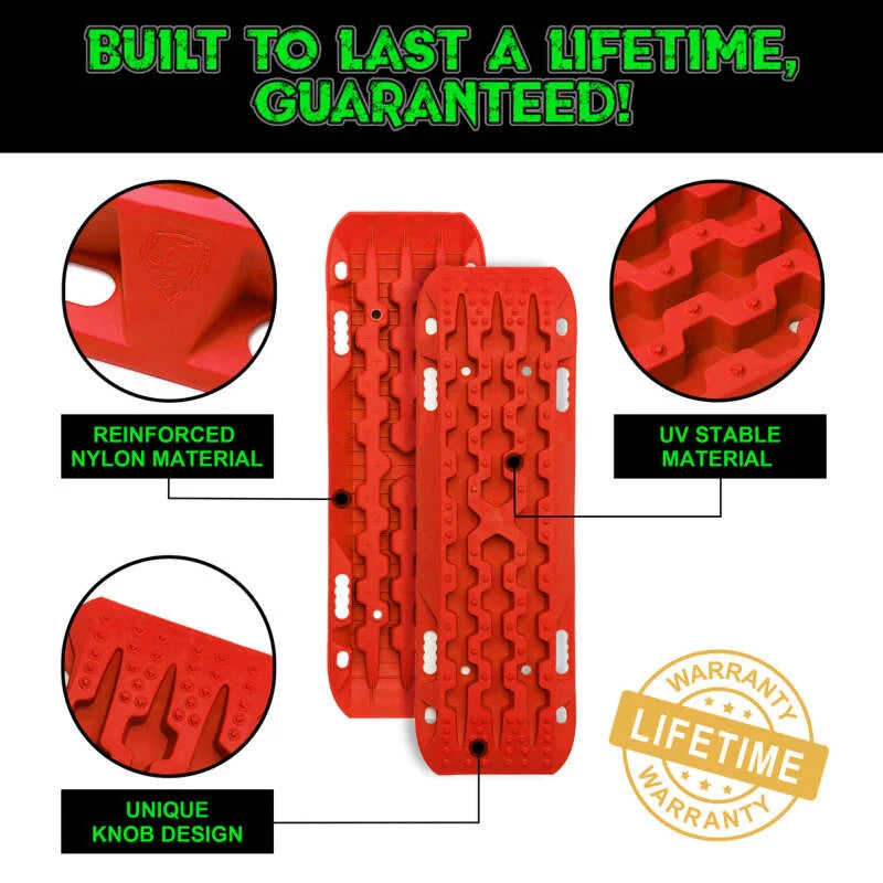 Rhino USA Recovery Traction Boards - Red (Pair) - Side View