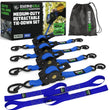 Load image into Gallery viewer, Rhino USA Retractable Ratchet Straps (2Pk 1Inx10Ft) Blue