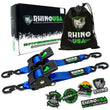 Load image into Gallery viewer, Rhino USA Retractable Ratchet Straps (2Pk 2Inx10Ft) Blue - Main Product View