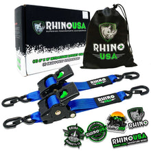 Load image into Gallery viewer, Rhino USA Retractable Ratchet Straps (2Pk 2Inx10Ft) Blue - Main Product View