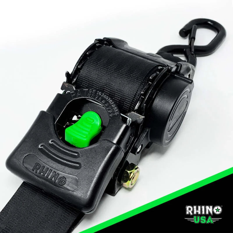 Rhino USA Retractable Ratchet Straps (2Pk 2Inx10Ft) Gray - Back View