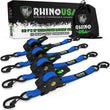 Load image into Gallery viewer, Rhino USA Retractable Ratchet Straps (4Pk 1Inx10Ft) (Blue) - Main Product View