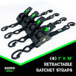 Load image into Gallery viewer, Rhino USA Retractable Ratchet Straps (4Pk 1Inx10Ft) (Gray) - Side View
