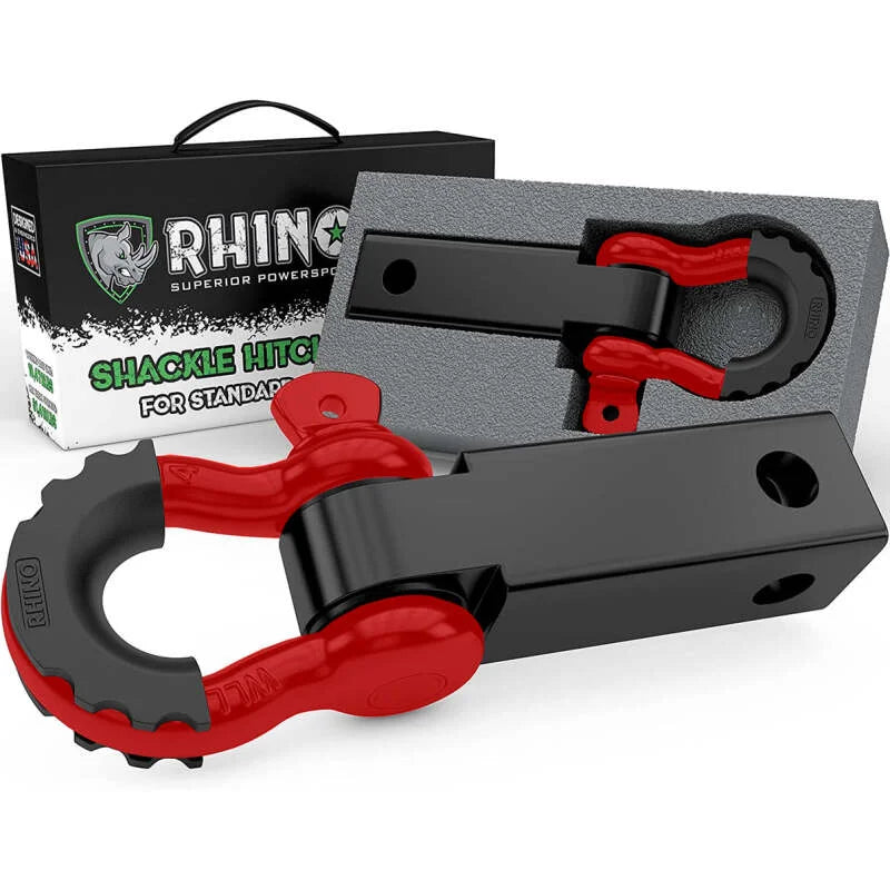 Rhino USA Shackle Hitch Receiver W/ D-Ring (Red) - Main Product View