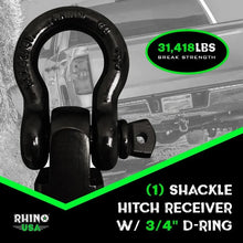 Load image into Gallery viewer, Rhino USA Shackle Hitch Receiver W/ D-Ring (Red) - Installation View