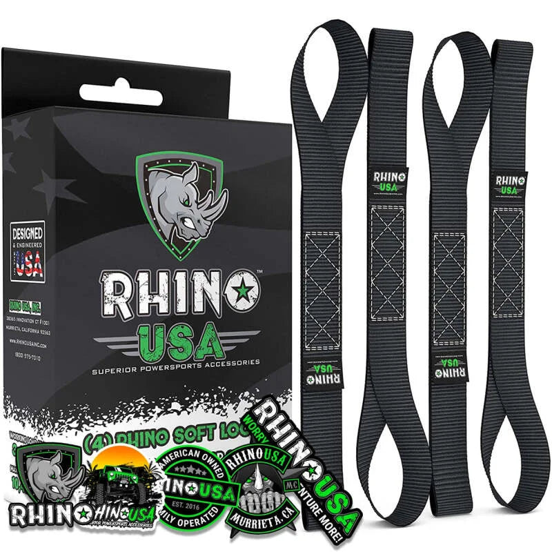 Rhino USA Soft Loops Motorcycle Tie-Down Set 4-Pack Black - Main Product View