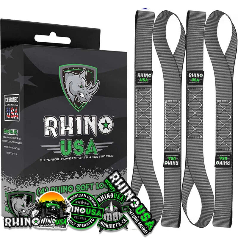 Rhino USA Soft Loops Motorcycle Tie-Down Set 4-Pack Gray - Main Product View