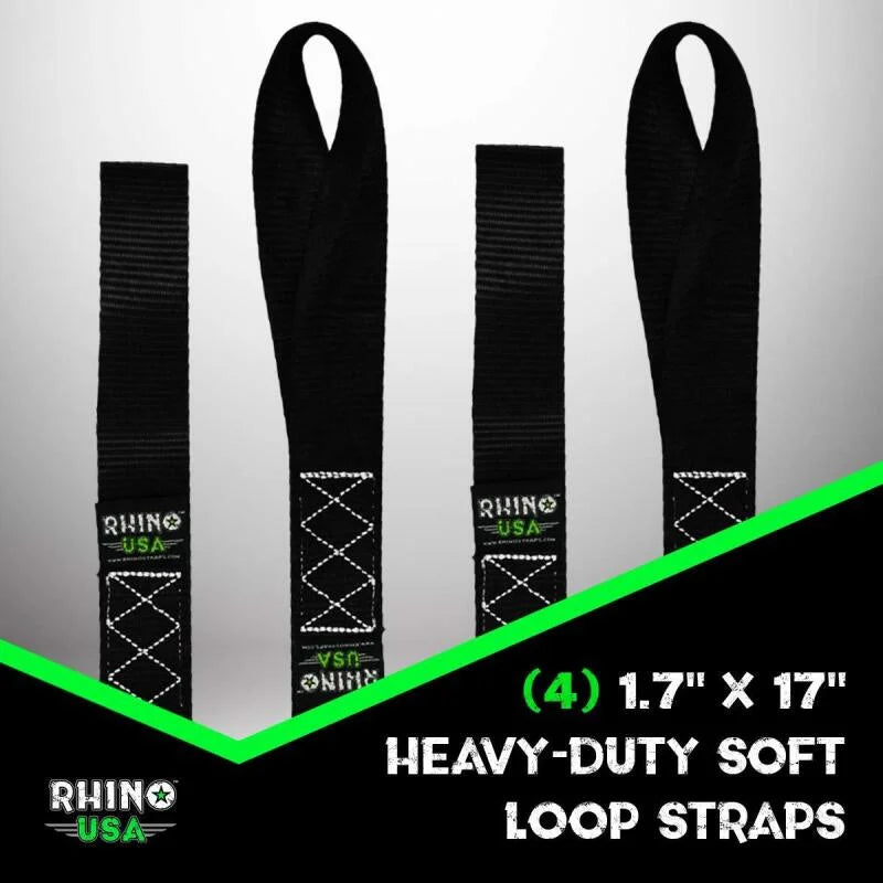 Rhino USA Soft Loops Motorcycle Tie-Down Set 4-Pack Gray - Back View