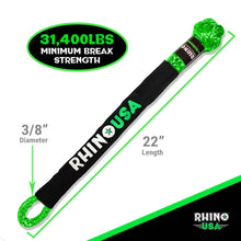 Load image into Gallery viewer, Rhino USA Synthetic Soft Shackle (2Pk 3/8InX22In) (Green) - Back View