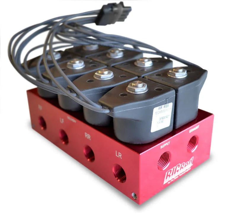Ridetech 6 Gallon High Flow Big Red Compressor Leveling System Analog - Side View