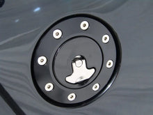Load image into Gallery viewer, Ridetech 66-67 Chevy Nova Locking Gas Cap (Black Anodized) - Side View