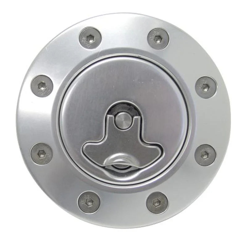 Ridetech 66-67 Chevy Nova Locking Gas Cap (Clear Anodized) - Side View