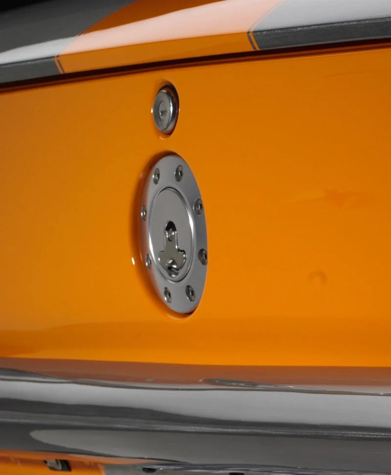 Ridetech 67-68 Camaro Locking Gas Cap (Clear Anodized) - Back View