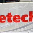 Load image into Gallery viewer, Ridetech Banner - White w/ Red &amp; Black Ridetech Logo (3ft x 8ft)