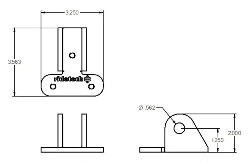 Ridetech Bracket to Mount C4 Corvette ShockWave Lower Control Arm - Side View