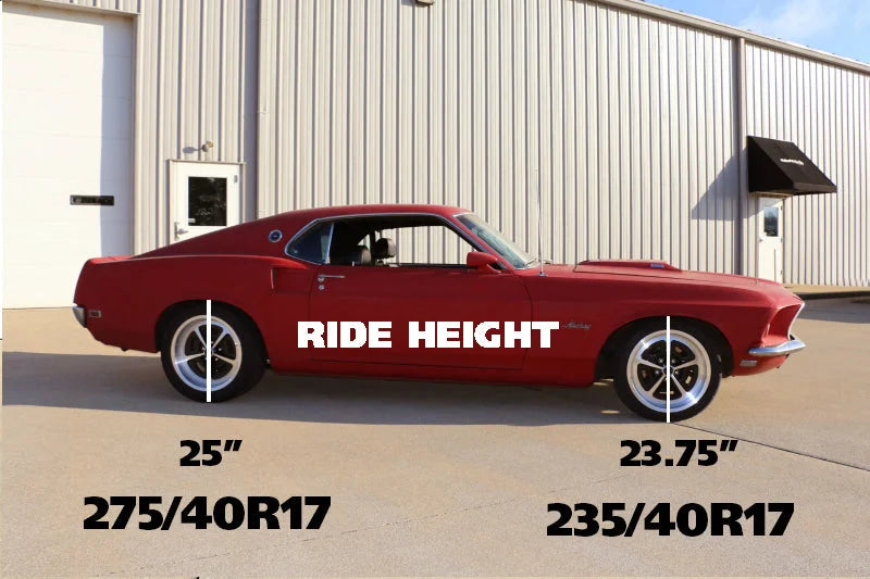 Ridetech Composite Leaf Spring w/ HQ Shock Kit - 2in Drop fits 1967-1970 Ford Mustang - Side View