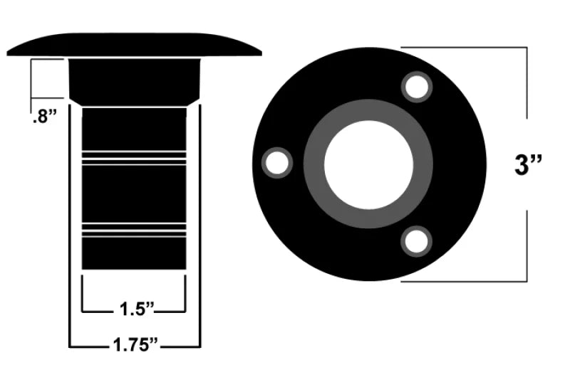 Ridetech CoolCap Stainless Steel Gas Cap - Side View
