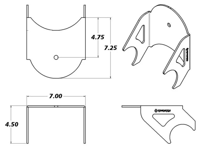 Ridetech Dropped Lower Weld-On Air Spring Axle Bracket (Uncoated) - Side View