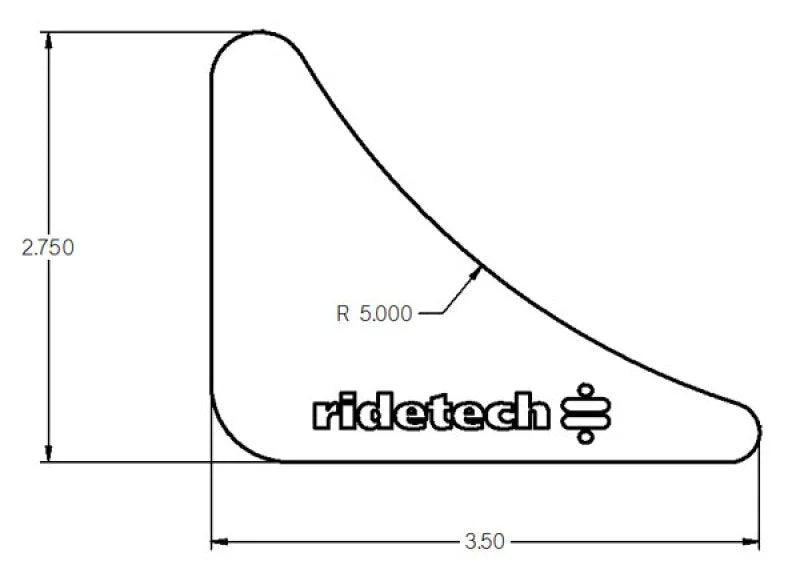 Ridetech Gusset 1/8in Mild Steel 2.75in x 3.5in - Side View