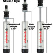 Load image into Gallery viewer, Ridetech HQ Series Shock Absorber Adjustable 3.85in Stroke Eye/Stud Mounting 7.55in x 11.4in - Side View