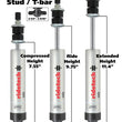 Load image into Gallery viewer, Ridetech HQ Series Shock Absorber Fixed Valve 3.85 Stroke Narrow T-bar/Stud Mounting 7.55in x 11.4in - Side View