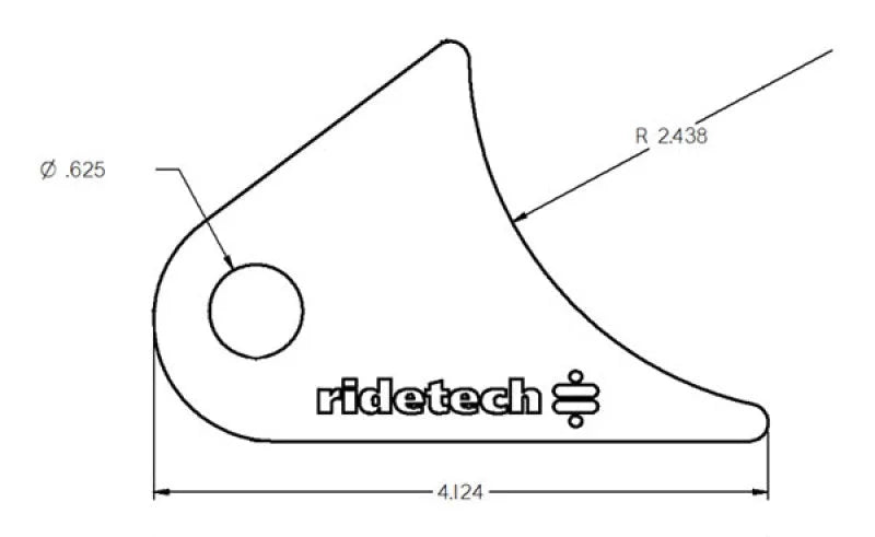 Ridetech Large Rear Axle Tab for Tri Link No Powdercoat - Side View