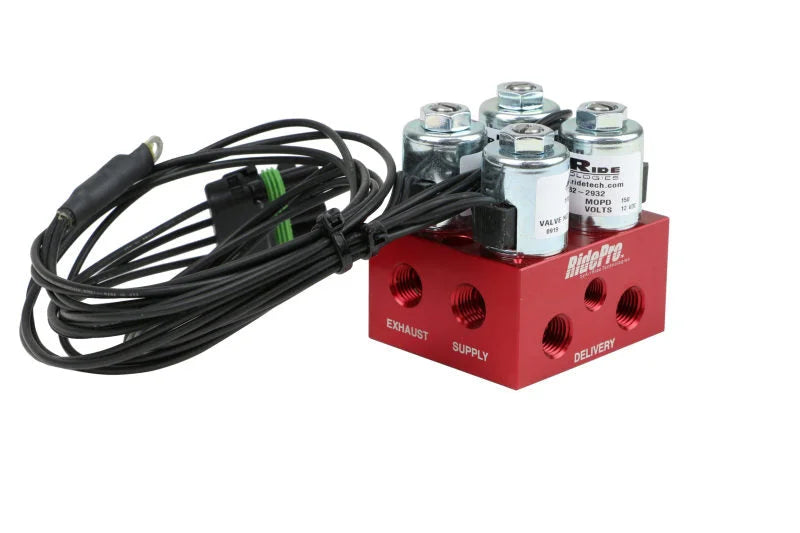 Ridetech RidePro 2-Way Air Valve Assembly Fittings not included - Side View