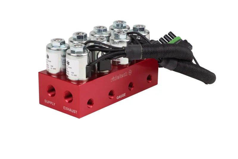 Ridetech RidePro 4-Way Solenoid / Air Valve Block Fittings Not Included - Side View
