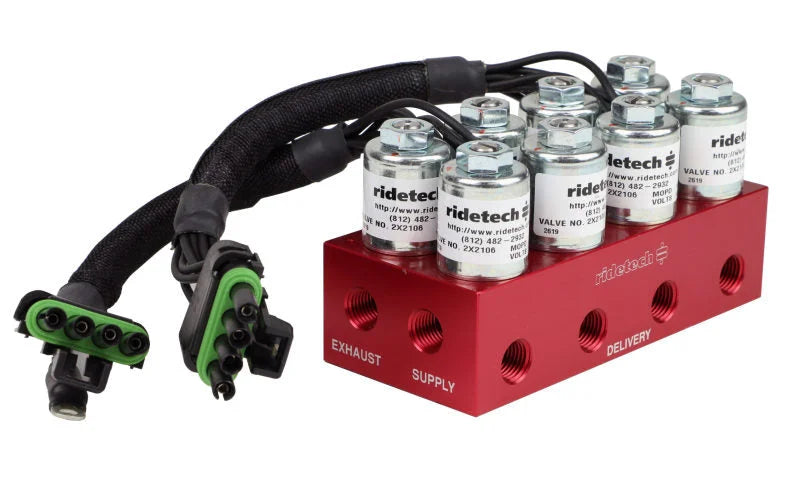 Ridetech RidePro E5 Air Ride Suspension Control System 5 Gallon Dual Compressor 1/4in Valves - Back View