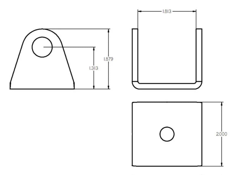 Ridetech Rod End Bracket 1-3/4 Wide - Side View