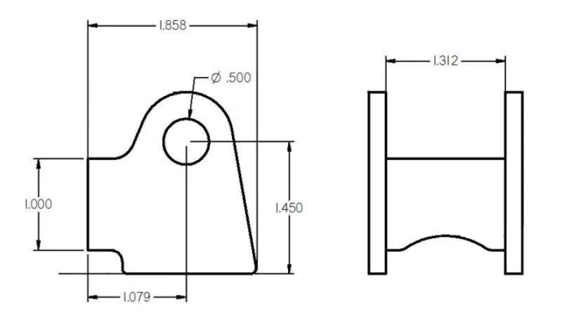 Ridetech Shock Bracket for 1.5in Bridge - Side View