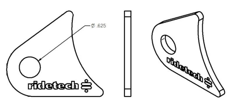 Ridetech Small Rear Axle Tab for Tri Link - Side View