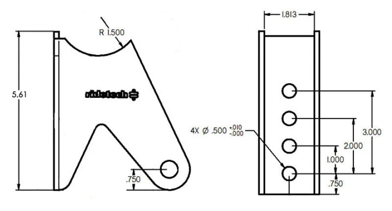 Ridetech Tri Link Axle Bracket - Side View