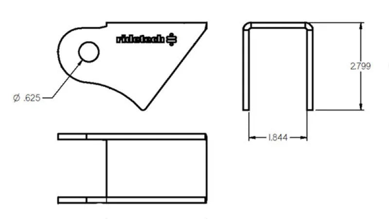 Ridetech Tri Link Frame Rod End Bracket 1-3/4in Wide - Side View