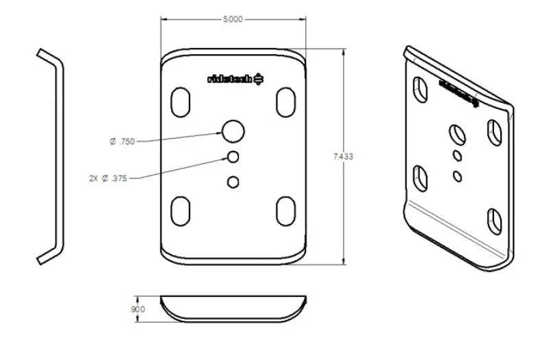 Ridetech U-Bolt Plate for 3in Axle Tube - Side View